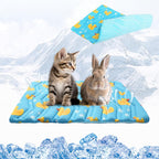 KOOLTAIL cat cooling mat front view showing blue duck pattern