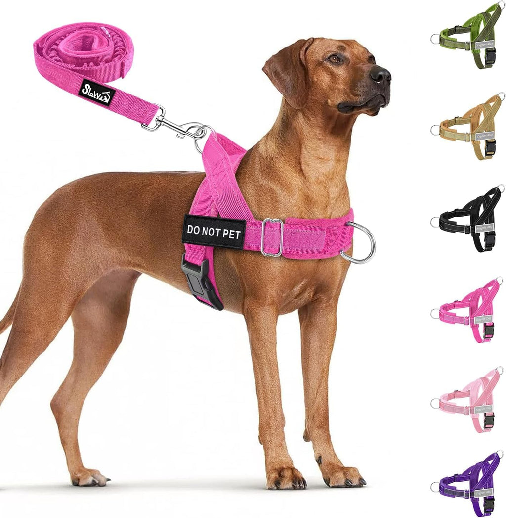 SlowTon No Pull Dog Harness - Heavy Duty Dog Harness and Leash Set for Medium Large Dogs, Reflective Tactical Harness with Soft Padded and Front Clip for Easy Walk and Training (Black L) - Image 15
