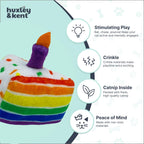 Side profile of the Huxley And Kent crinkle cat plush showing stitching details and compact build.