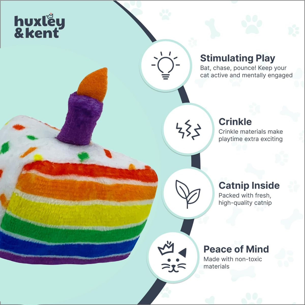 Side profile of the Huxley And Kent crinkle cat plush showing stitching details and compact build.