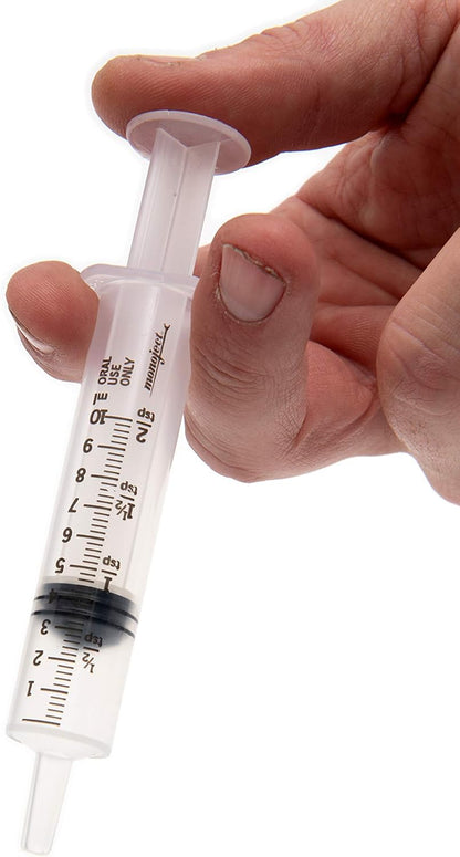 Close up of Lixit syringe measurement markings