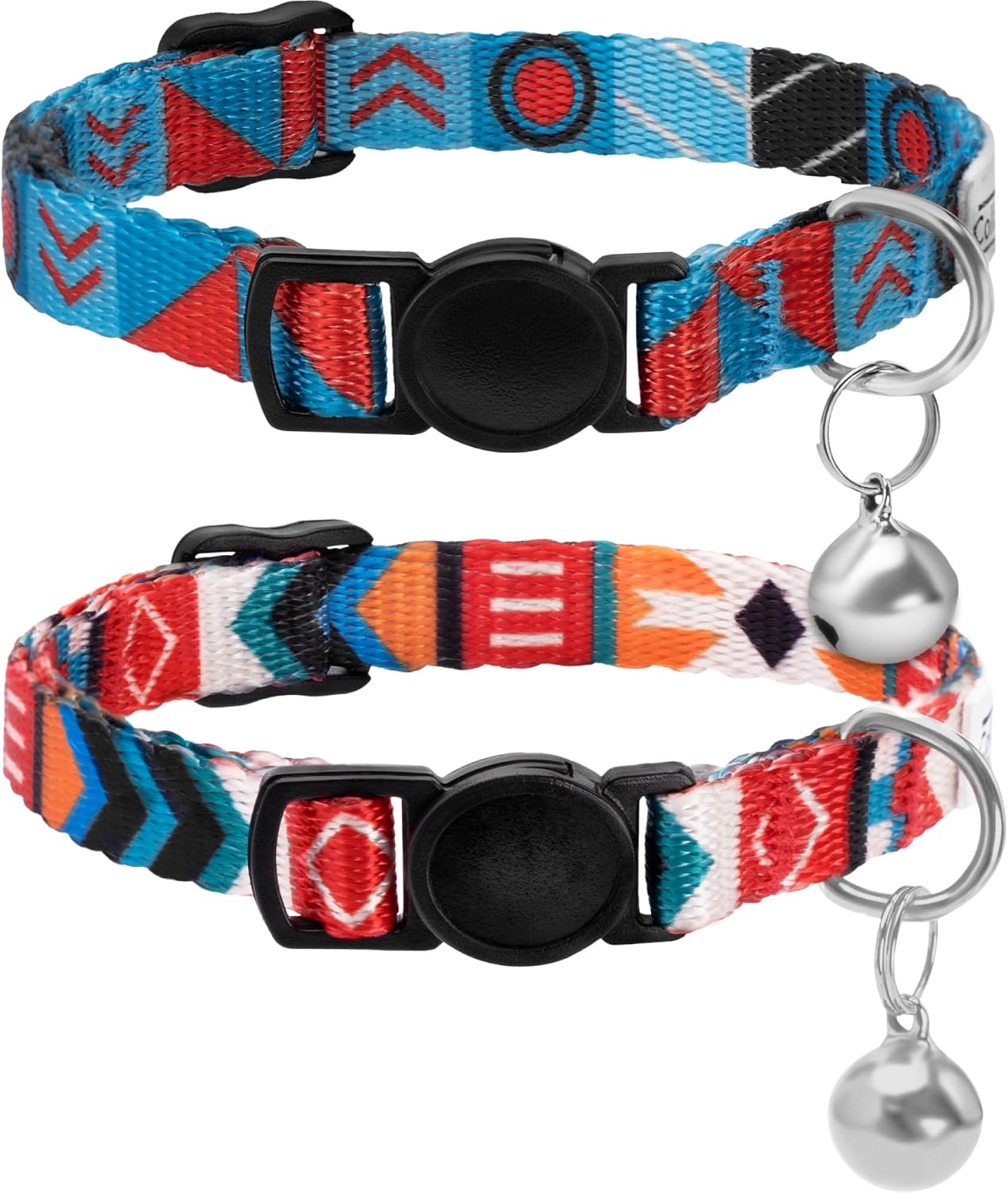 CollarDirect Cat Collar Breakaway with Removable Bell Set of 2 PCS Tribal Pattern Aztec Pet Safety Adjustable Kitten Collar - Image 14