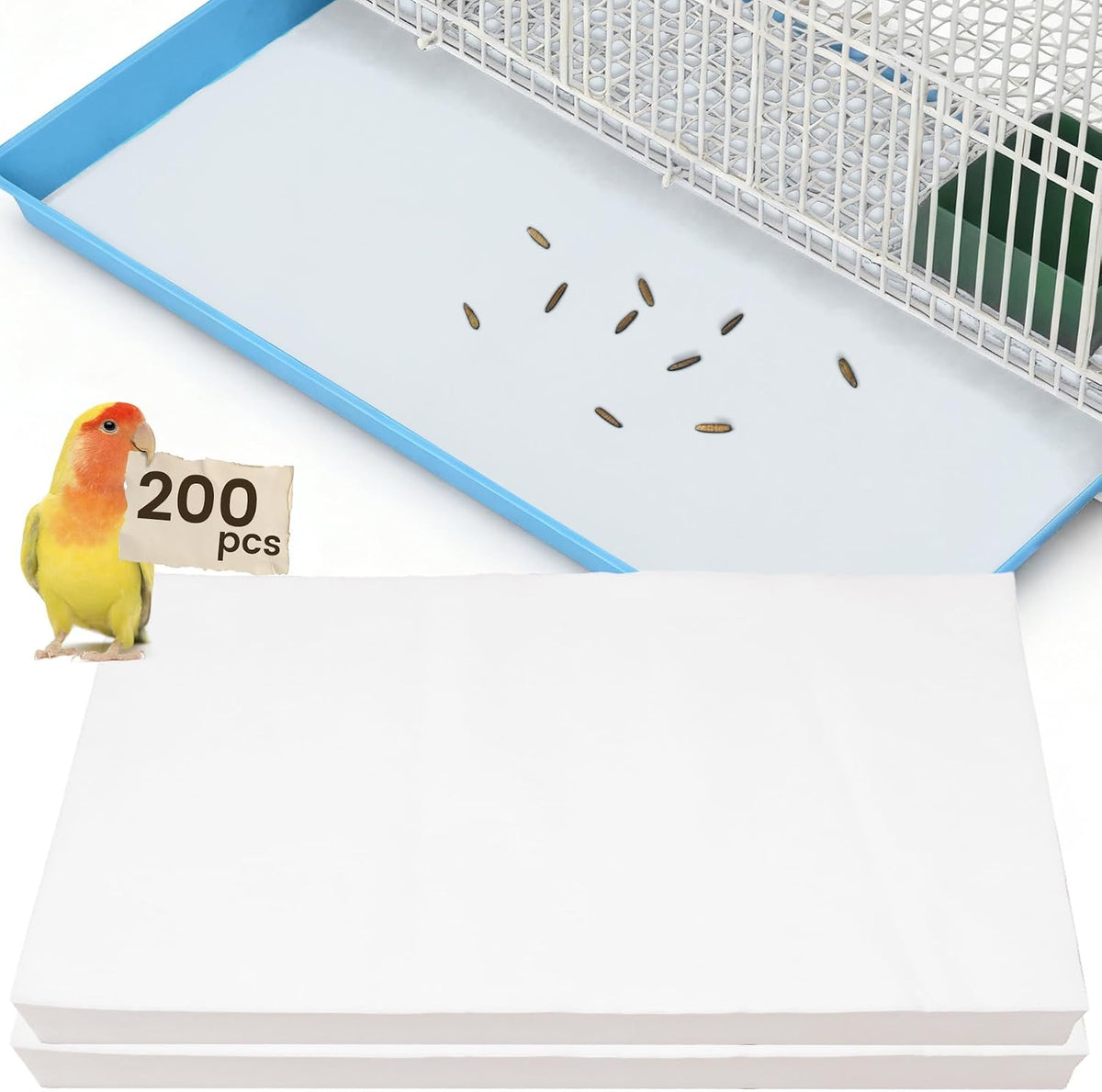 23.6x16.9in Bird Cage Liners - 100 Sheets Pre-Cut Disposable Cage Tray Liners, High Absorbent Non-Woven Pads for Parrots, Cockatiels and Small Animals - Image 10