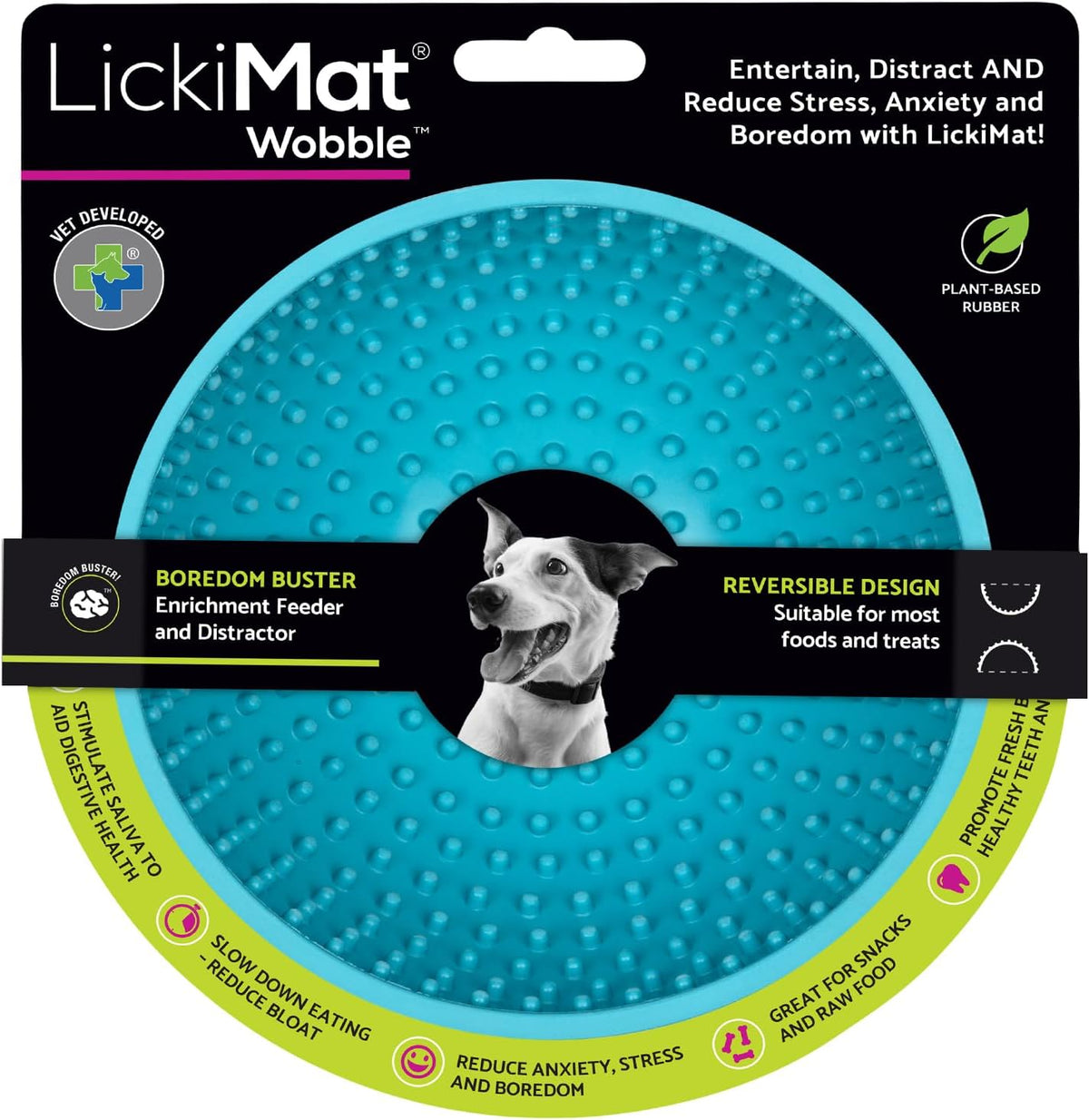 LickiMat Wobble Dog Slow Feeder Bowl Turquoise Front View