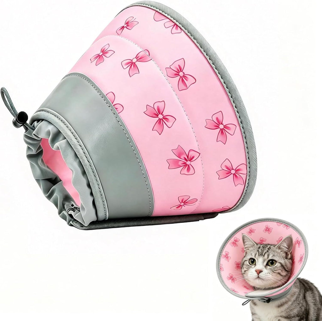 TBAMTBW soft cat cone collar pink small front view on a kitten