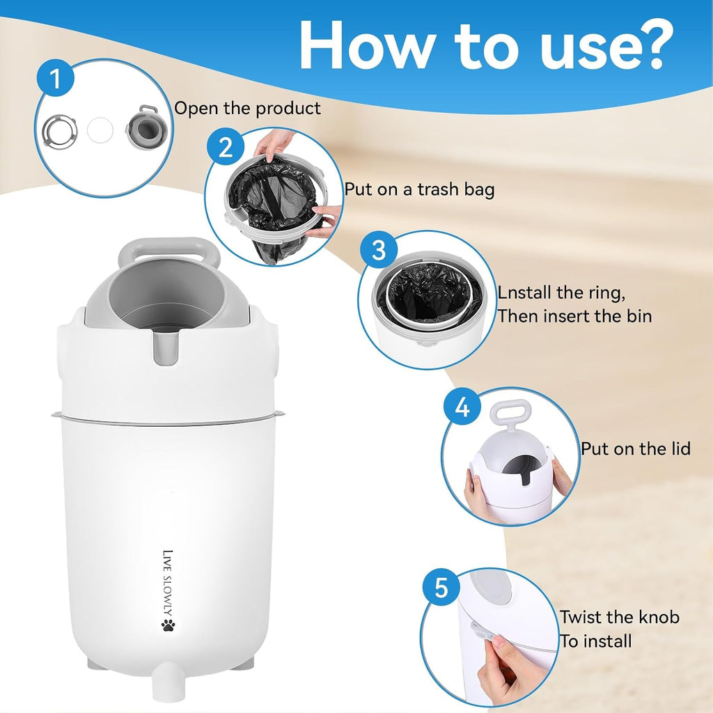 Side profile of Linashi odor-blocking litter trash can
