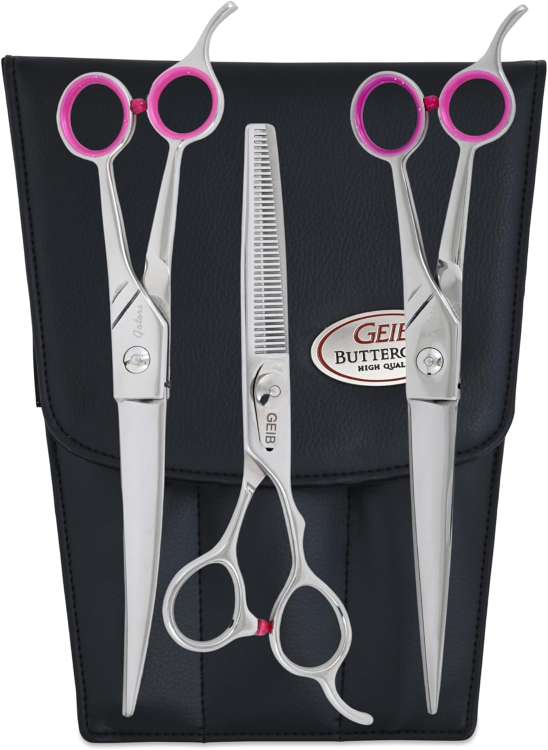Professional stainless steel pet grooming kit in vinyl case