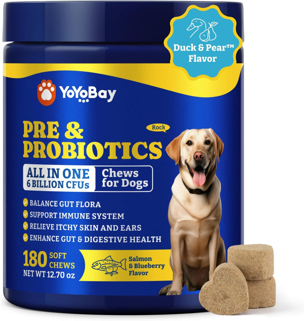 Probiotics for Dogs - Dog Probiotics for Digestive Health, Yeast, Itchy Skin, Gut Health, Immune & Skin - 6 Billion CFUs, 180 Soft Chews, Duck & Pear Flavor - with Prebiotics & Digestive Enzymes - Image 12