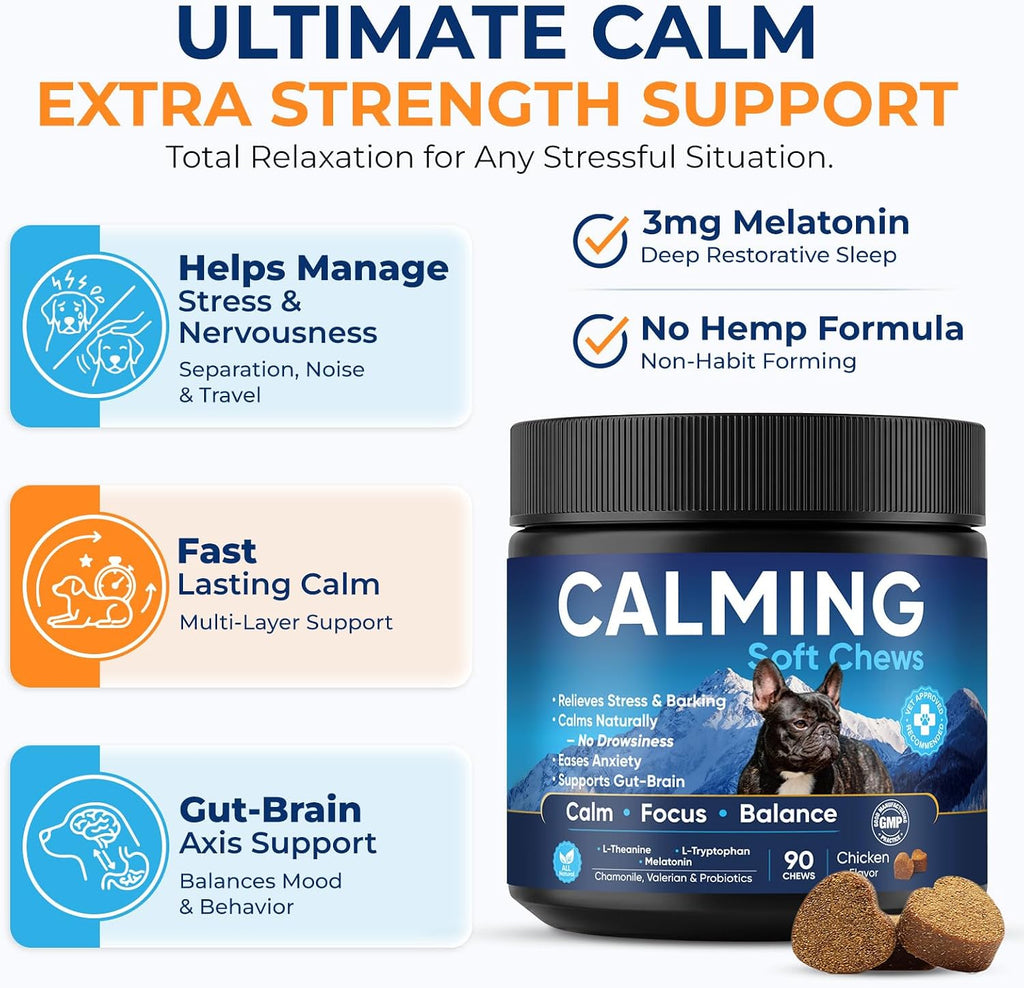 Thorixzen dog calming soft chews for separation anxiety and thunder stress