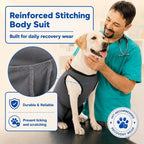Rear leg sleeve design of dog recovery onesie