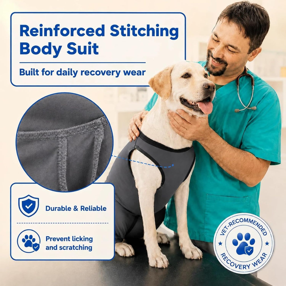 Rear leg sleeve design of dog recovery onesie