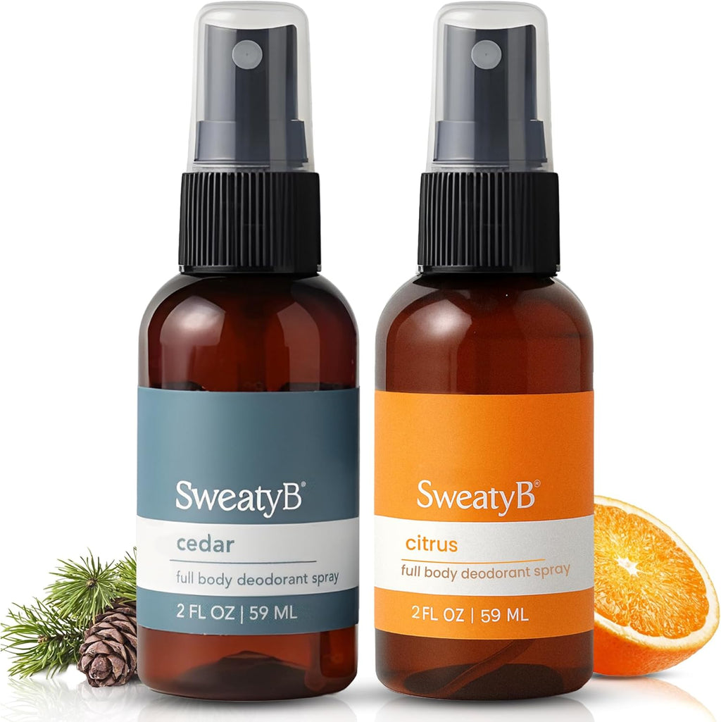 SweatyB Whole Body Deodorant Spray Pack of 2 front view.