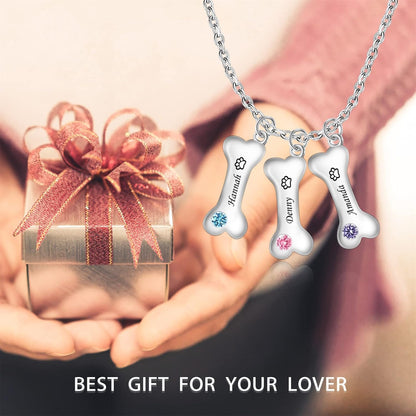 YUYOO customizable multi name dog lover necklace worn gracefully to display accurate chain length and pendant size.