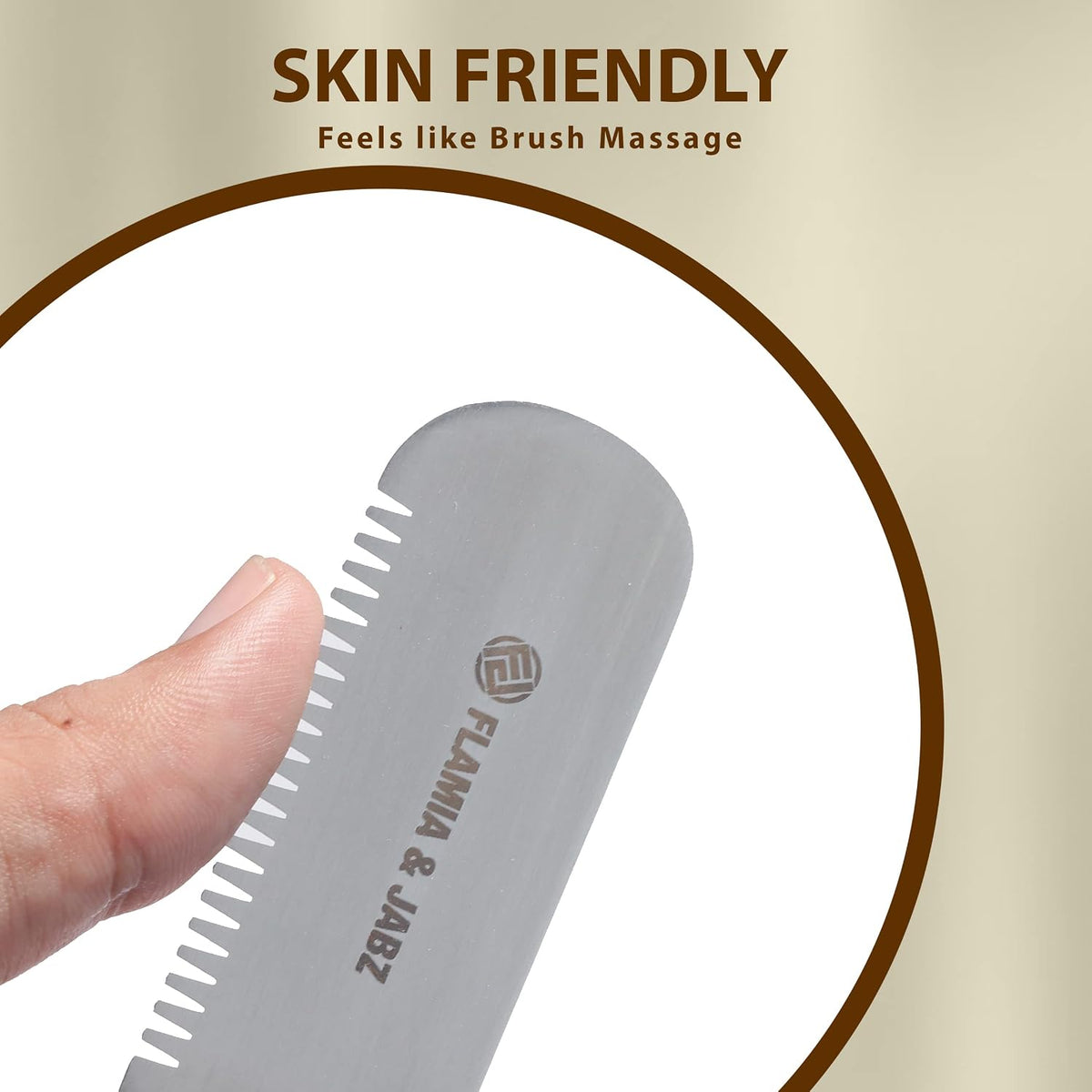 Professional pet undercoat carding knife angled view displaying rust free steel construction.