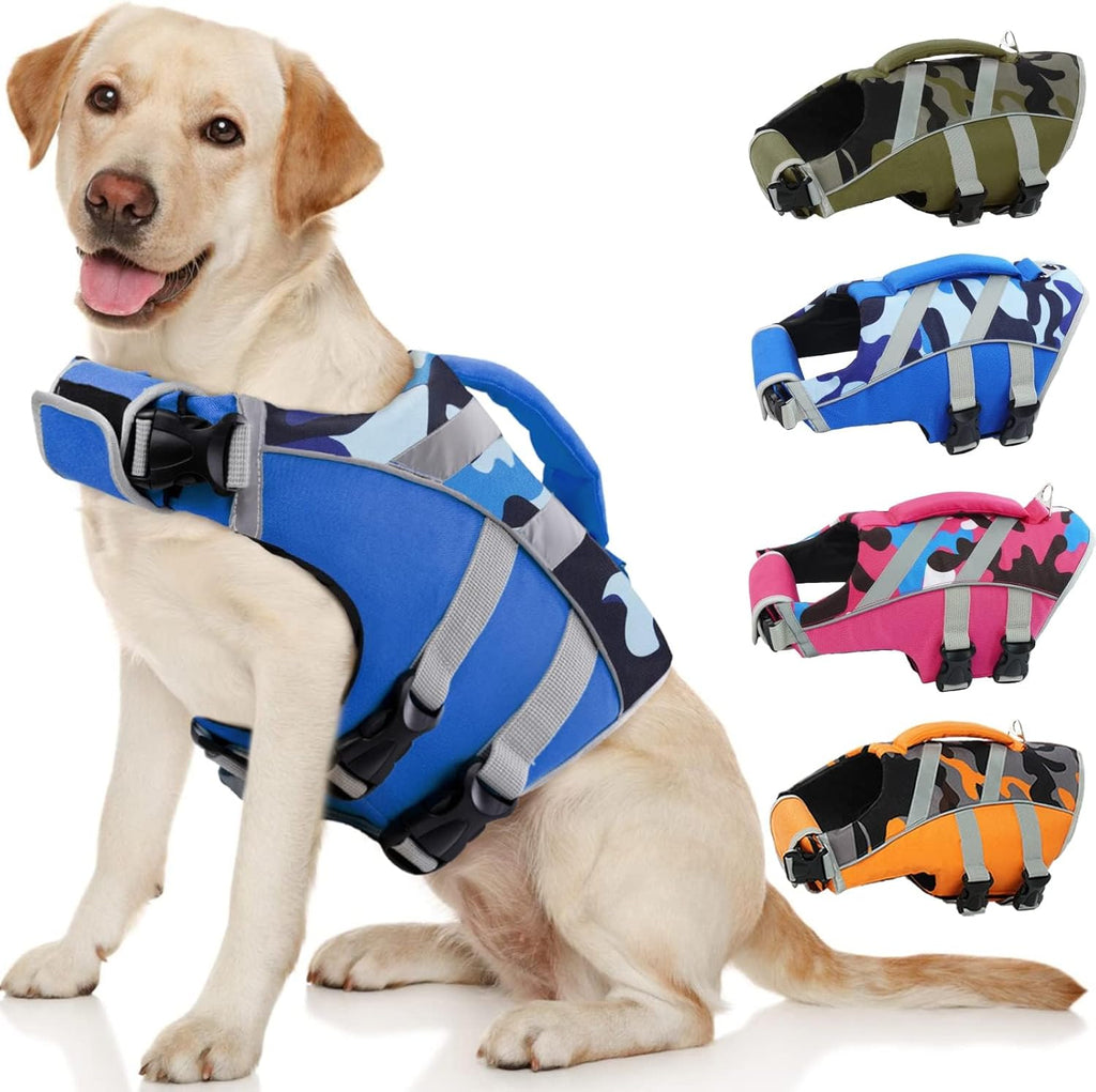 Kuoser Dog Life Jacket with Reflective Stripes, Dog Life Vest for Swimming Boating, Adjustable Pet Lifejackets with High Flotation, Doggie Swimsuit for Small Medium Large Dogs - Image 15