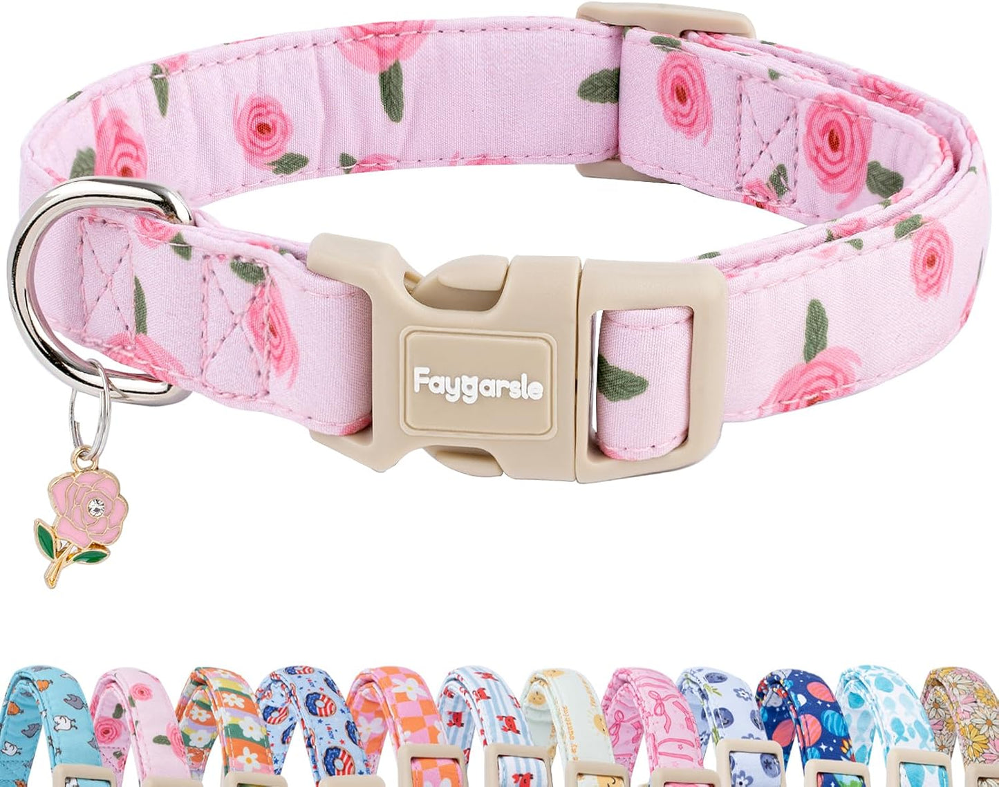 Faygarsle Cute Pink Bow Pattern Dog Collar for Summer Spring Design for Small Medium Large Dogs, S - Image 9