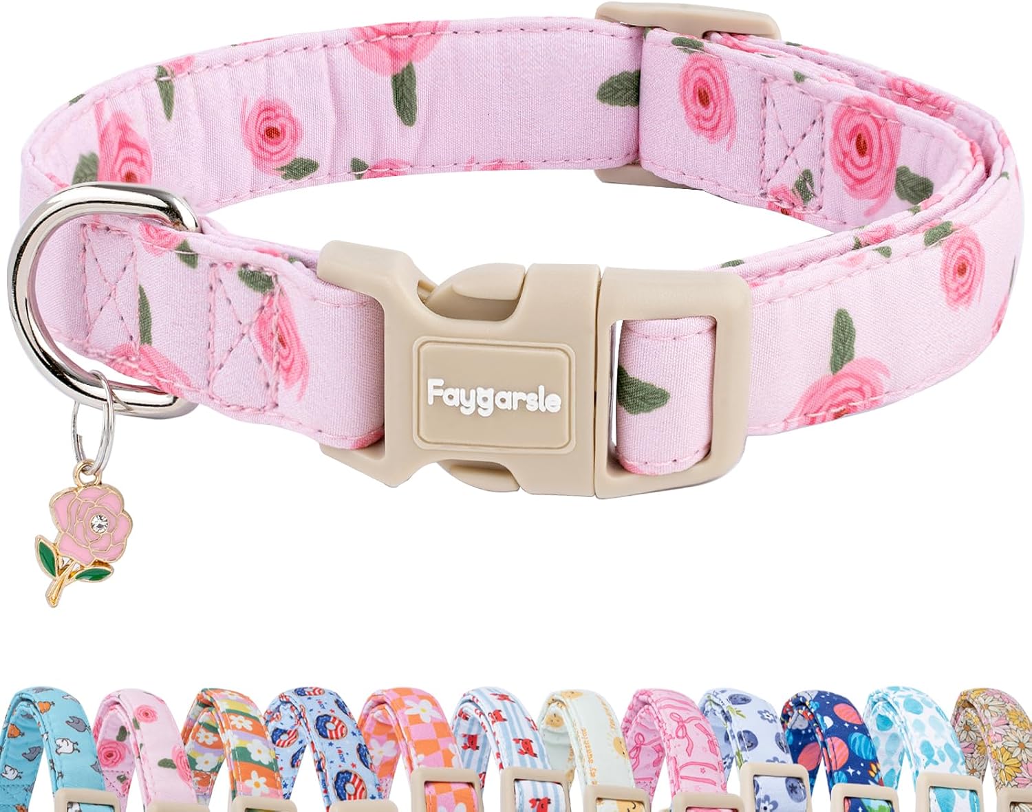 Faygarsle Cute Pink Bow Pattern Dog Collar for Summer Spring Design for Small Medium Large Dogs, S - Image 9