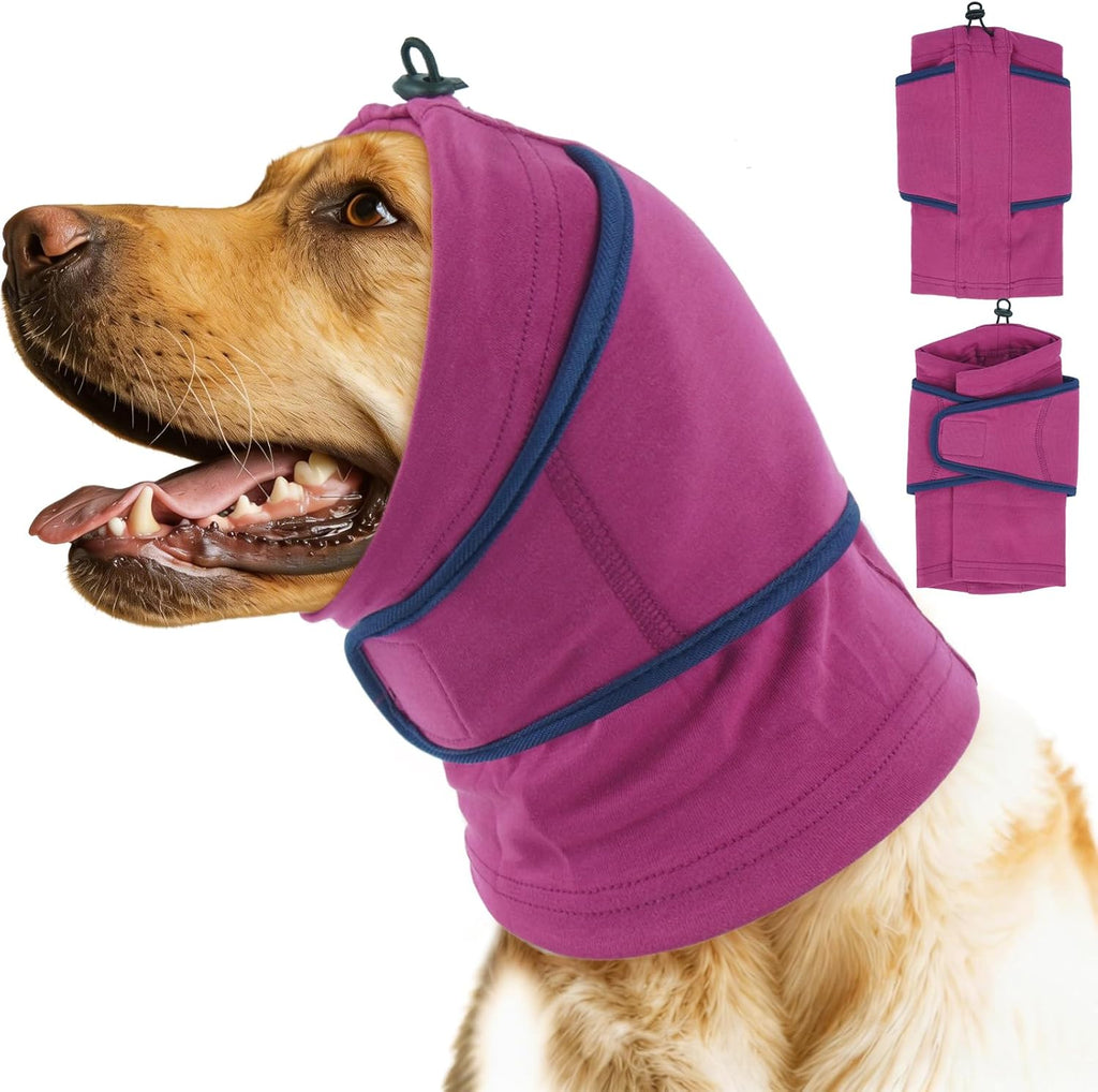 IDOMIK Dog Ear Muffs Noise Protection, Dog Calming Hoodie for Anxiety Relief, Soft Double-Layer No Shake Head Wraps, Quiet Ear Covers for Thunderstorm, Firework, Bath, Grooming & Blow Drying,Blue,L - Image 9