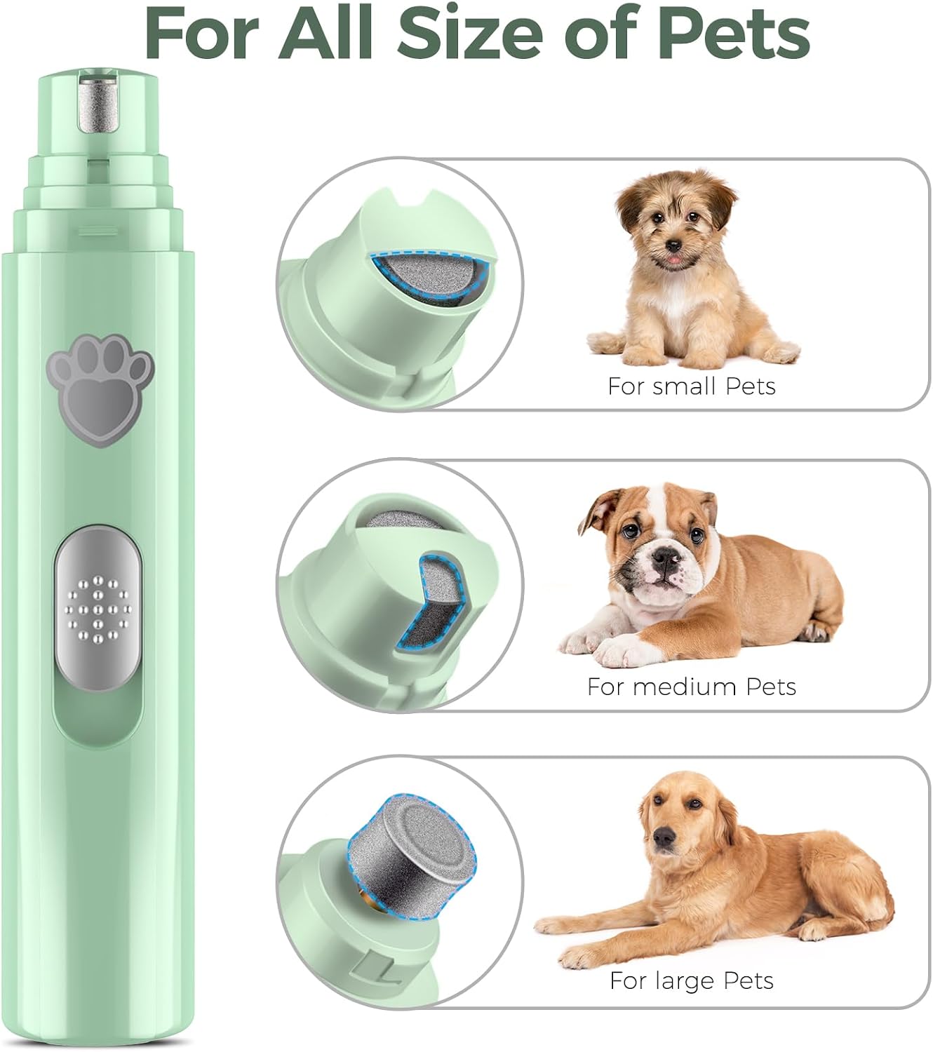 Viwik pet nail trimmer showing 2-speed control button