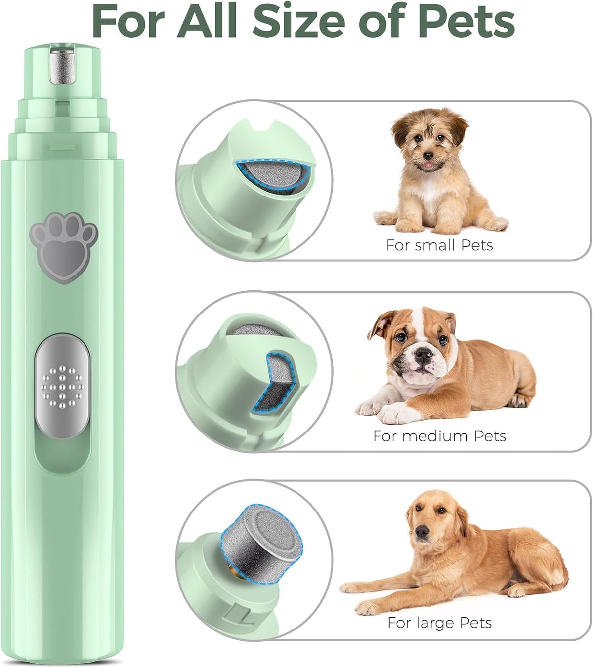 Viwik pet nail trimmer showing 2-speed control button
