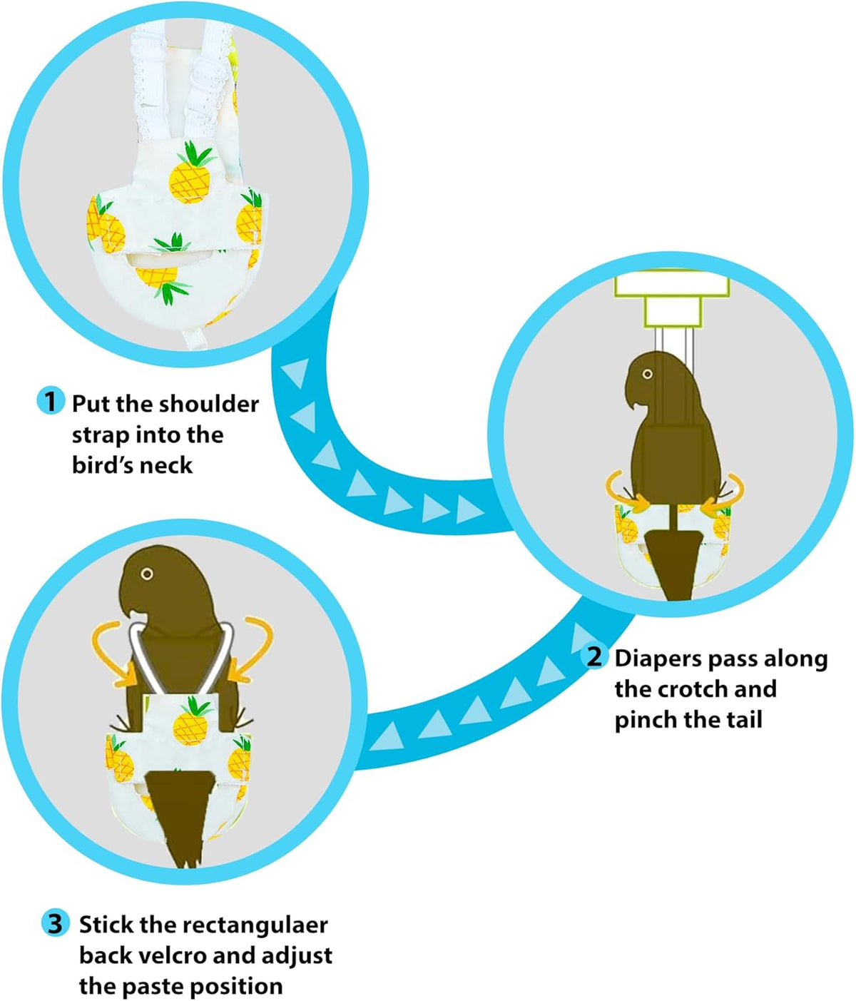 UKJENT medium bird diaper with adjustable shoulder straps