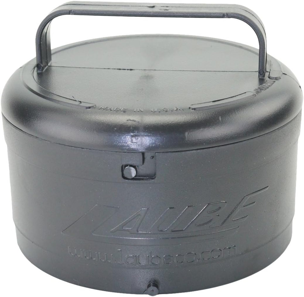 Laube Blade Wash Caddie front view showing black plastic container with locking lid