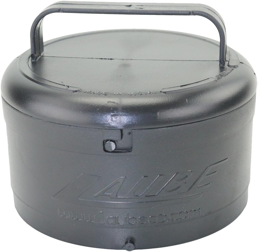 Laube Blade Wash Caddie front view showing black plastic container with locking lid