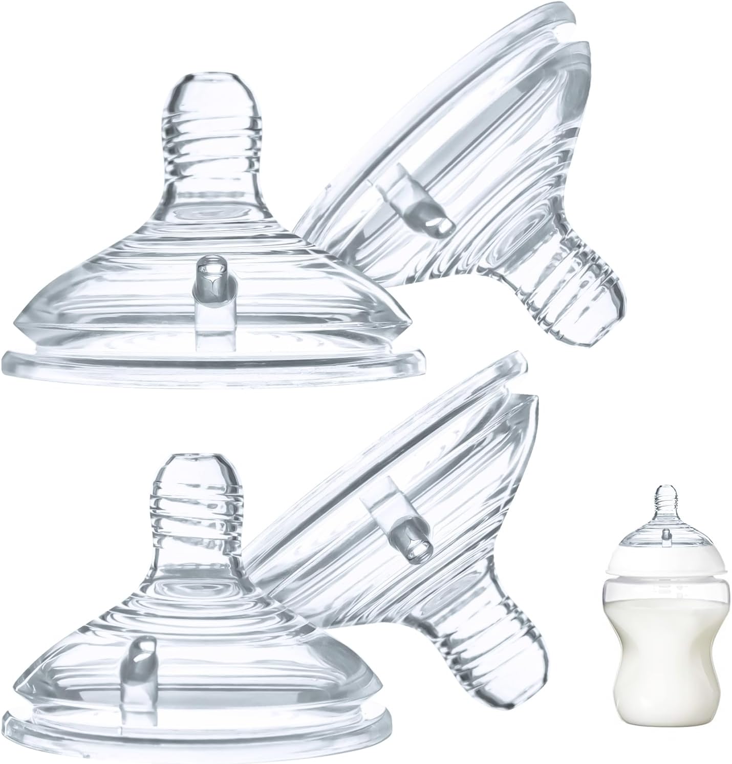 LSAUVWN silicone bottle nipples four count front view pack for baby bottles