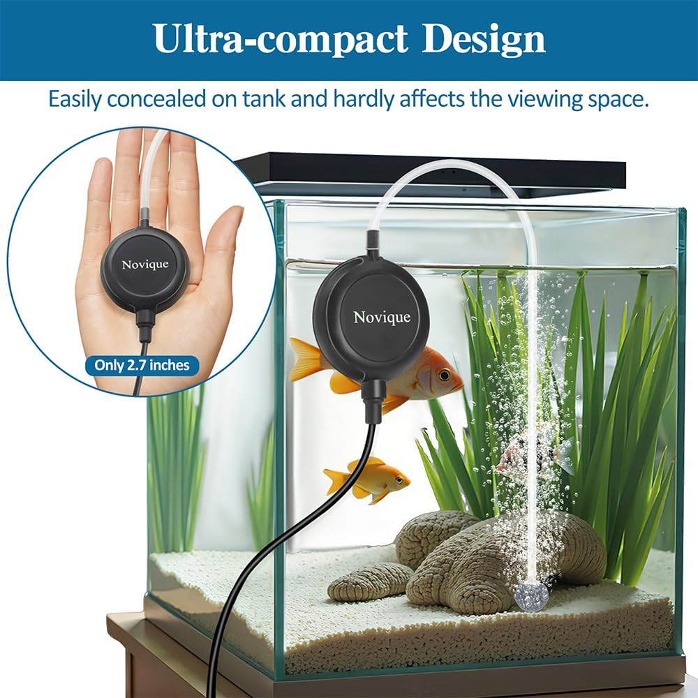 Side profile of Novique ultra quiet fish tank aerator