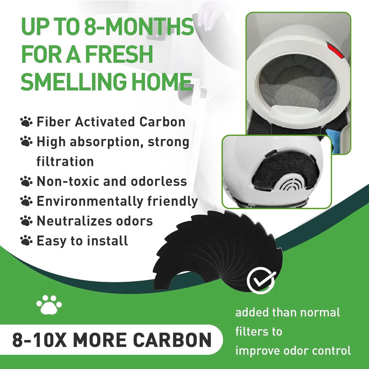 Lubise replacement activated charcoal filters being held to demonstrate the flexible and durable construction