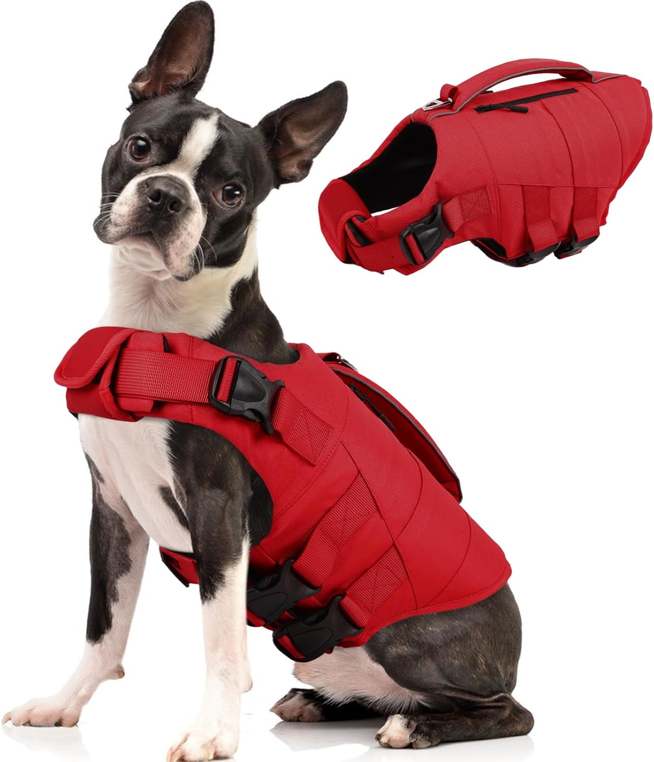 Kuoser Dog Life Jacket, High Flotation Dog Life Vest for Swimming Boating, Adjustable Ripstop Pet Lifesaver for Small Medium and Large Dogs, Reflective Safety Puppy Swimming Vest with Rescue Handle - Image 11