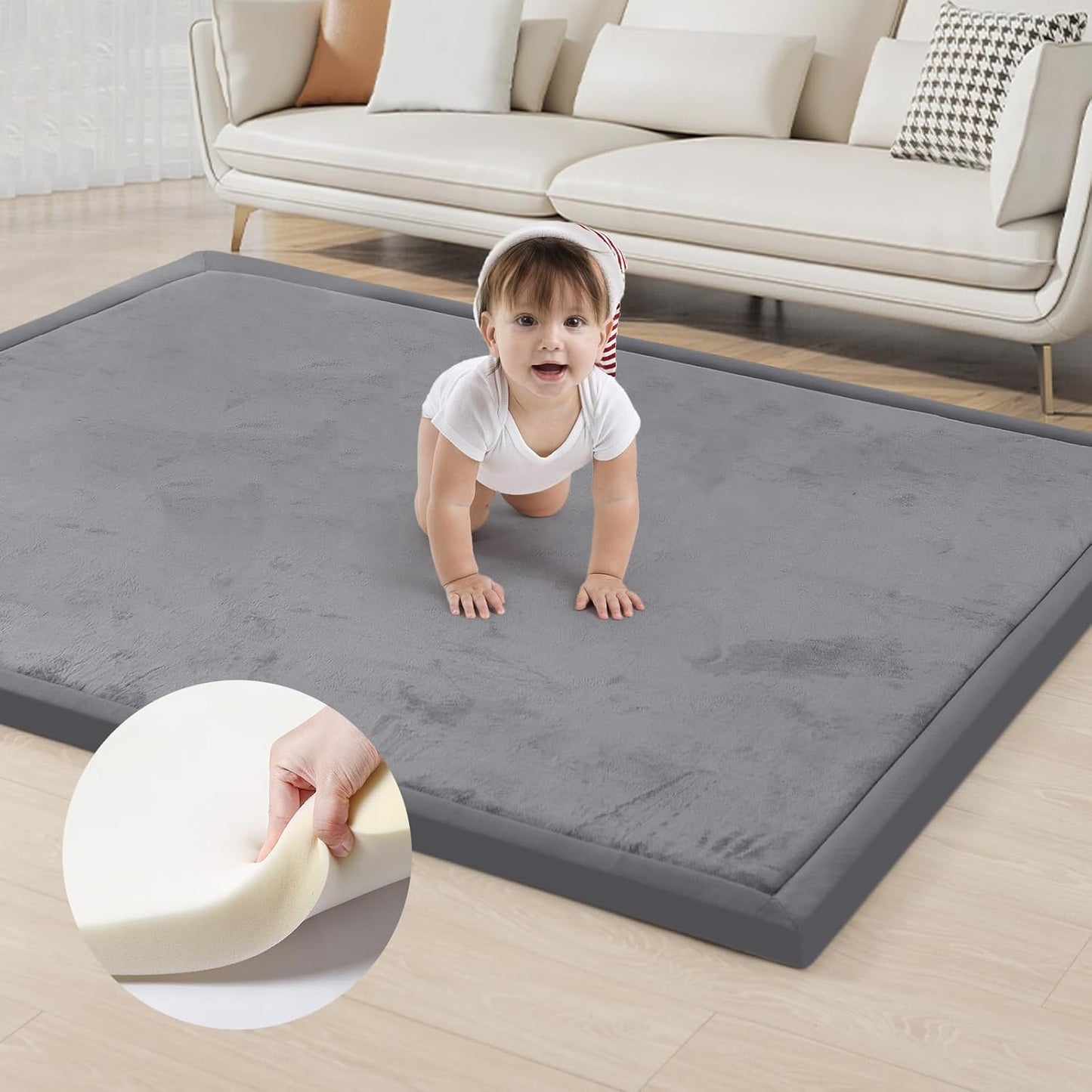 Acomopack baby play mat dark grey front view