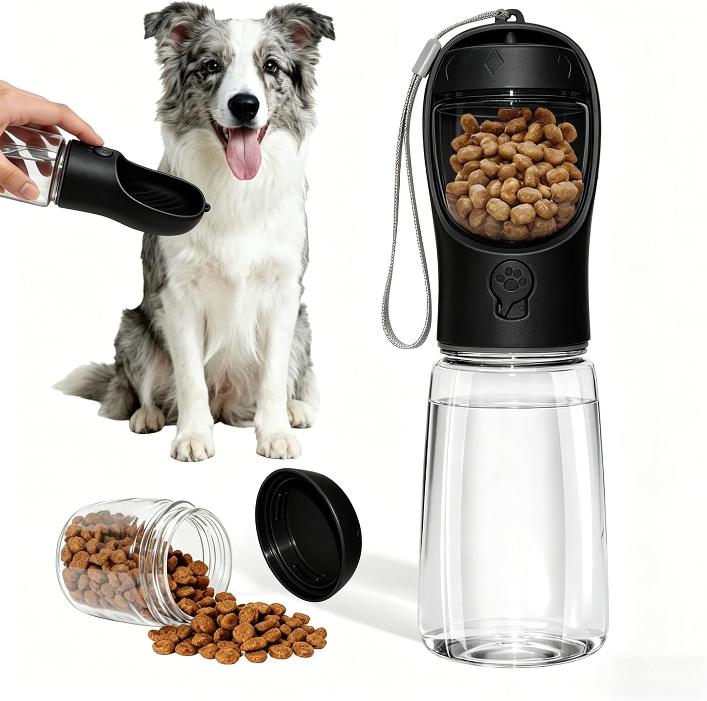Dog Water Bottle, Portable Water Bottle with Food Container for Dogs Cat Pet Hiking Walking Travel Camping, Leak-Proof Dog Water Bowl Dispenser with Feeder Function Puppy Essentials - Image 13