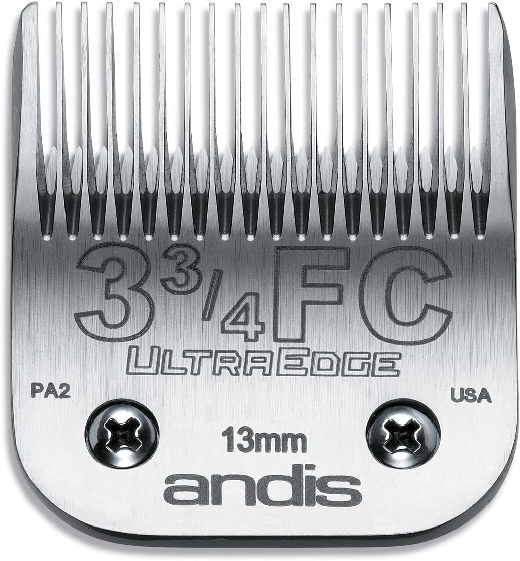 Andis Size Four FC detachable replacement blade side profile demonstrating chrome finish.