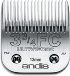 Andis Size Four FC detachable replacement blade side profile demonstrating chrome finish.