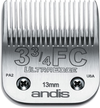 Andis Size Four FC detachable replacement blade side profile demonstrating chrome finish.