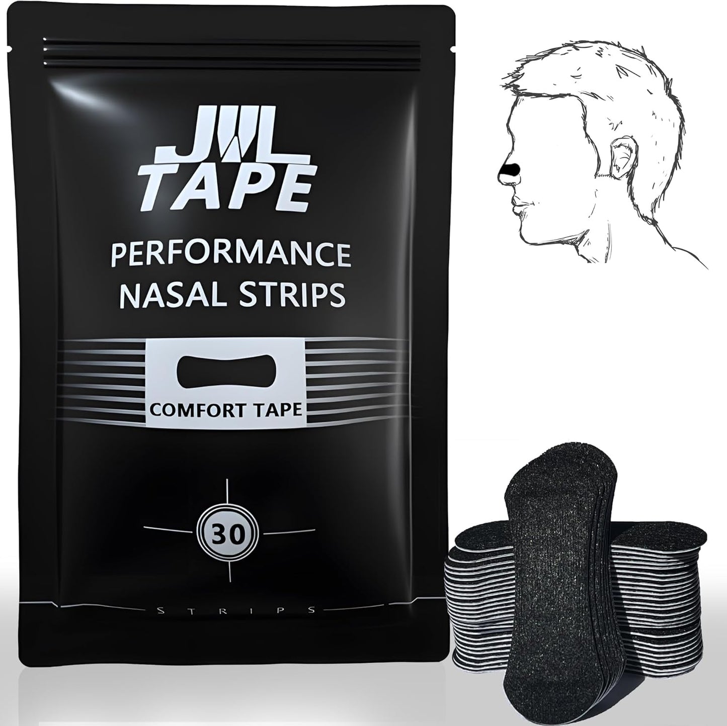 JWLTAPE Nasal Strips front packaging view for snoring relief