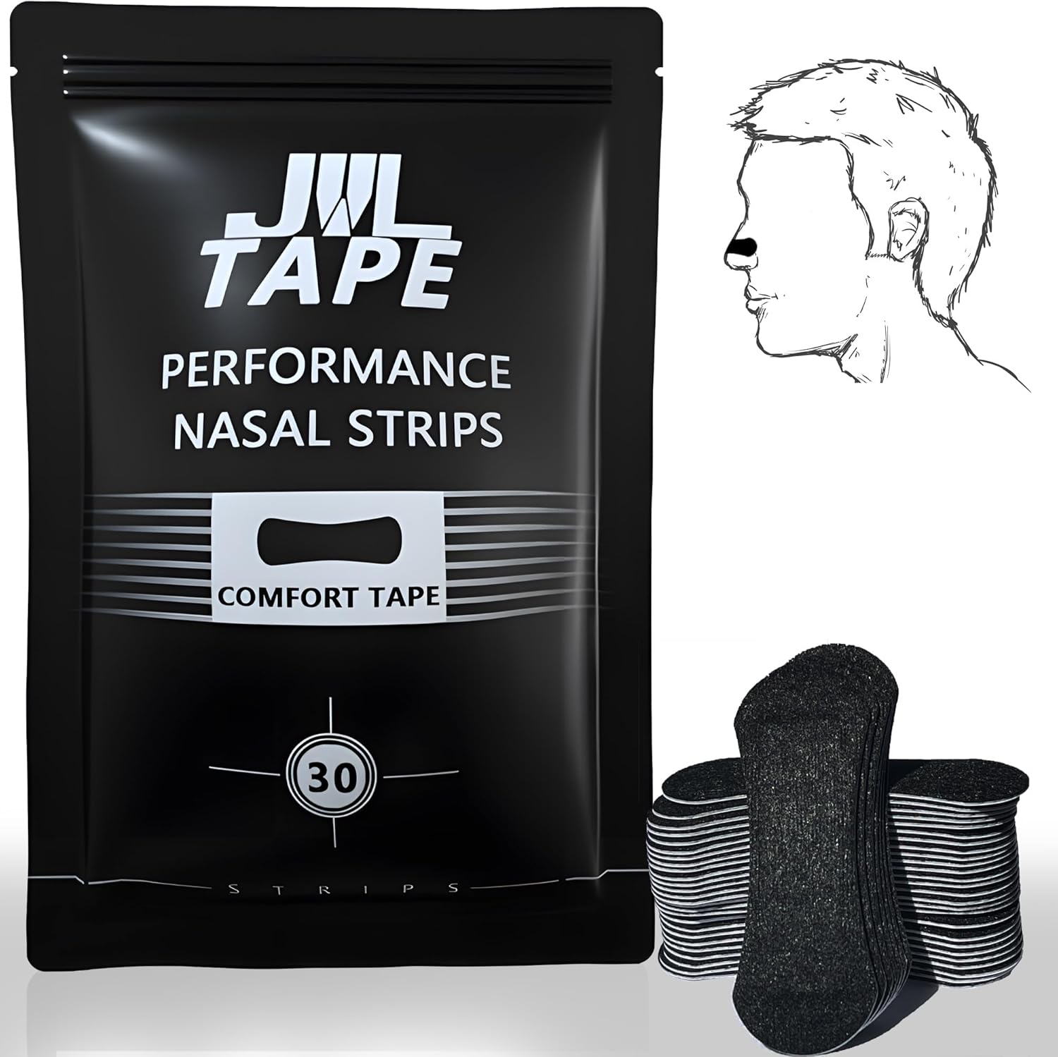 JWLTAPE Nasal Strips front packaging view for snoring relief