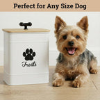 HB Design Co. pet treat storage jar in a modern kitchen setting