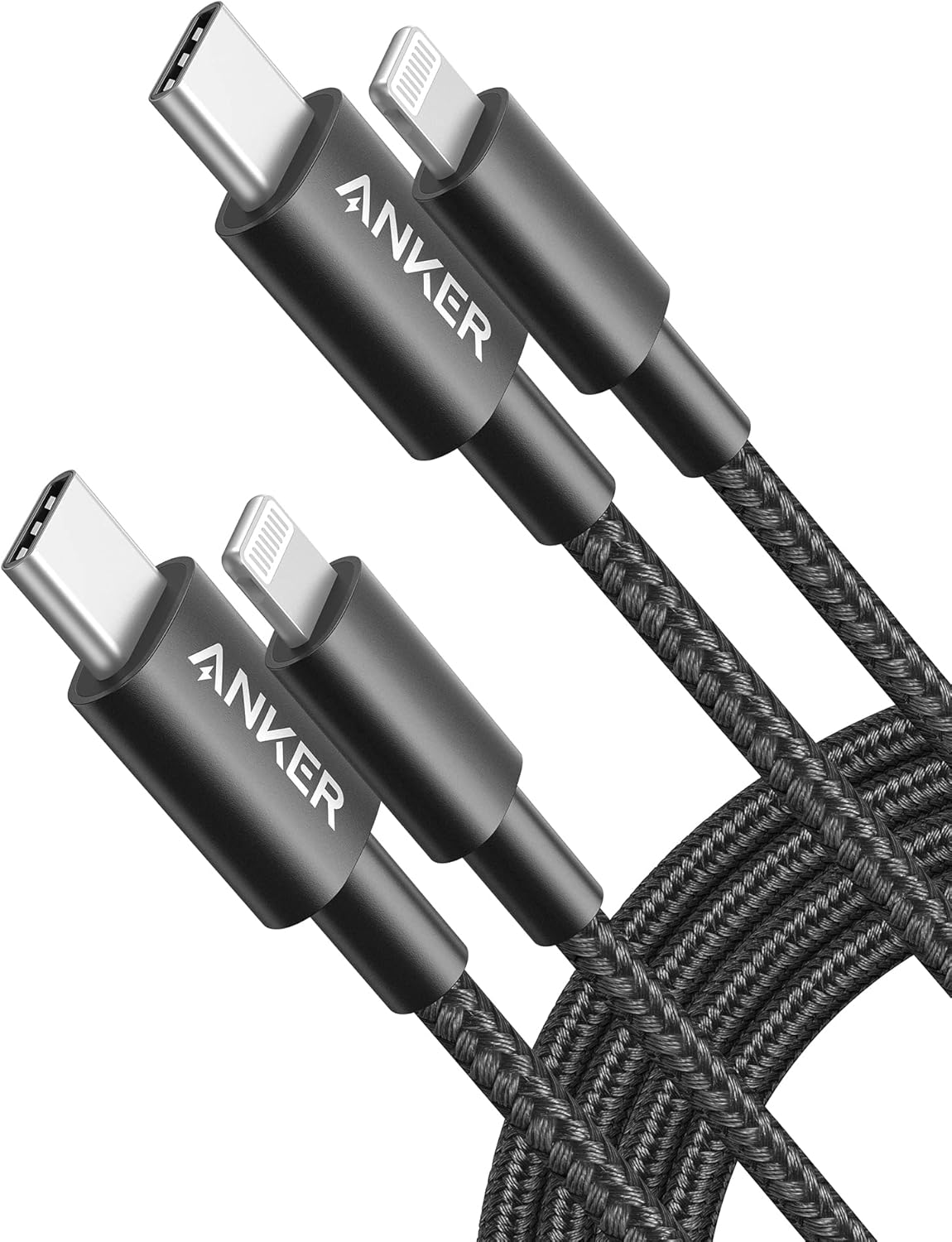 Side angle view of the durable black fabric exterior layer on the Anker premium iPhone accessory.