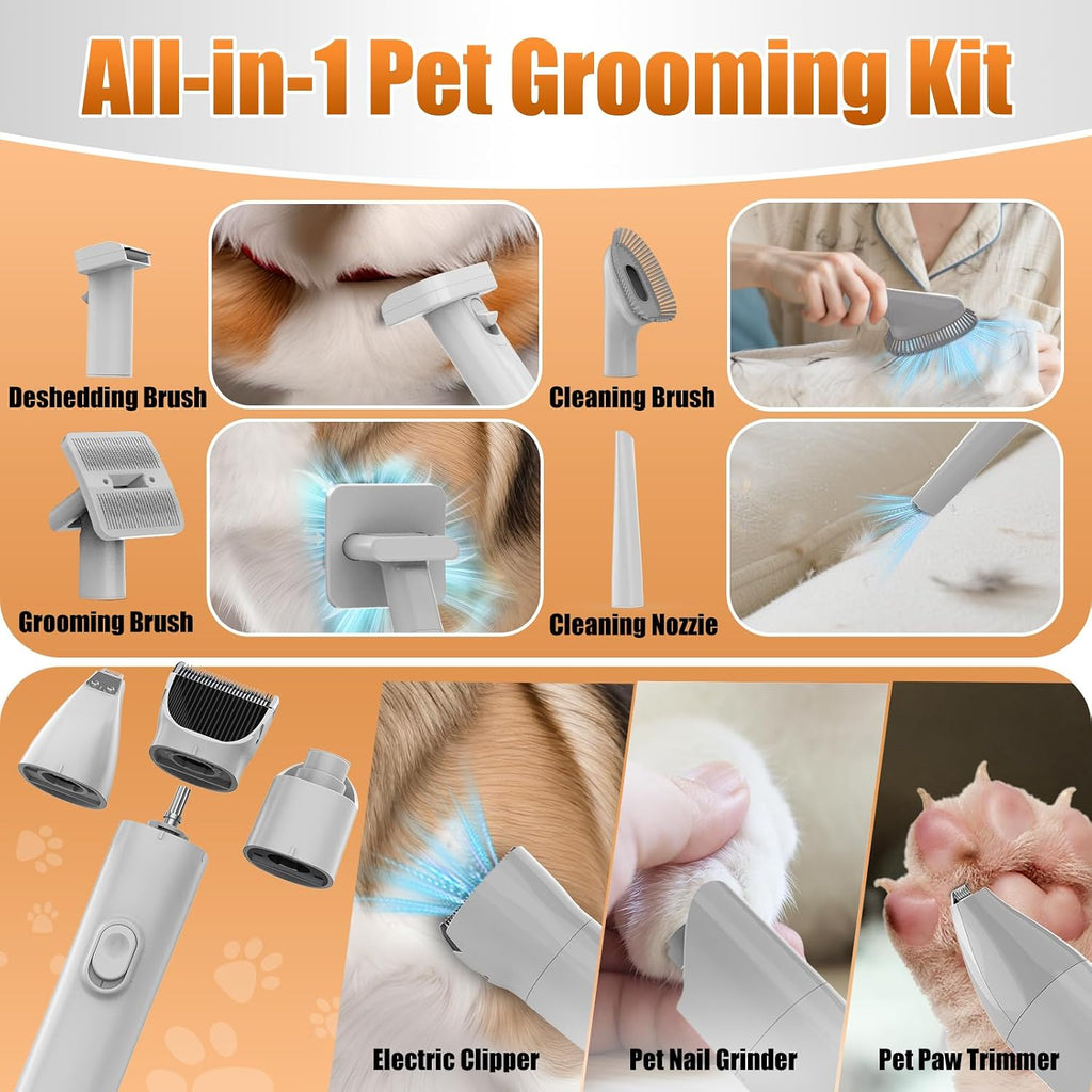 AIRROBO electric clipper and nail trimmer grinder attachments for precise pet coat styling.
