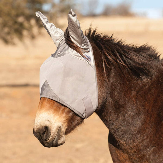 Cashel Crusader grey mule fly mask with protective long ear covers