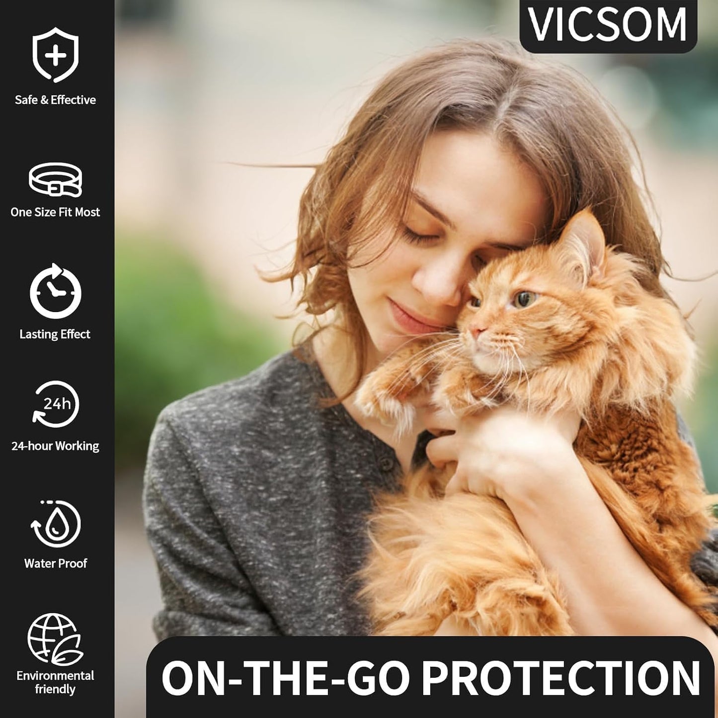 Vicsom black flea collar for cats on display