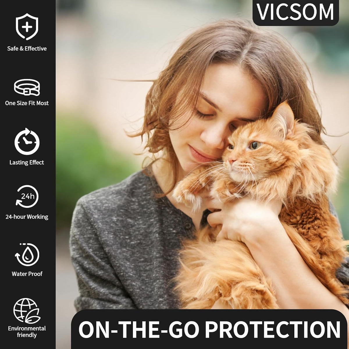 Vicsom black flea collar for cats on display