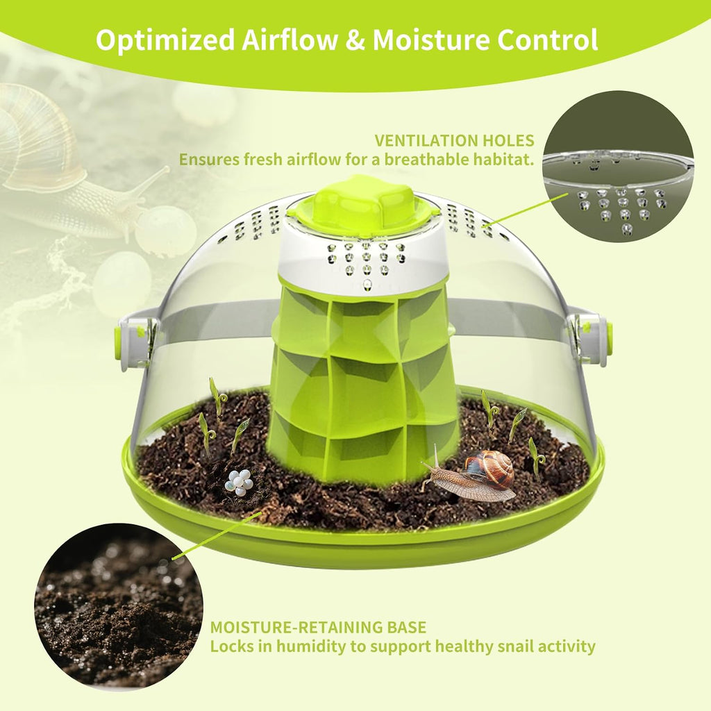Round Transparent Snail Terrarium Kit, Small Animal Carrier with Removable Base, Portable Bug Observation Box for Outdoor Exploration, Educational Insect Habitat for Kids - Image 6