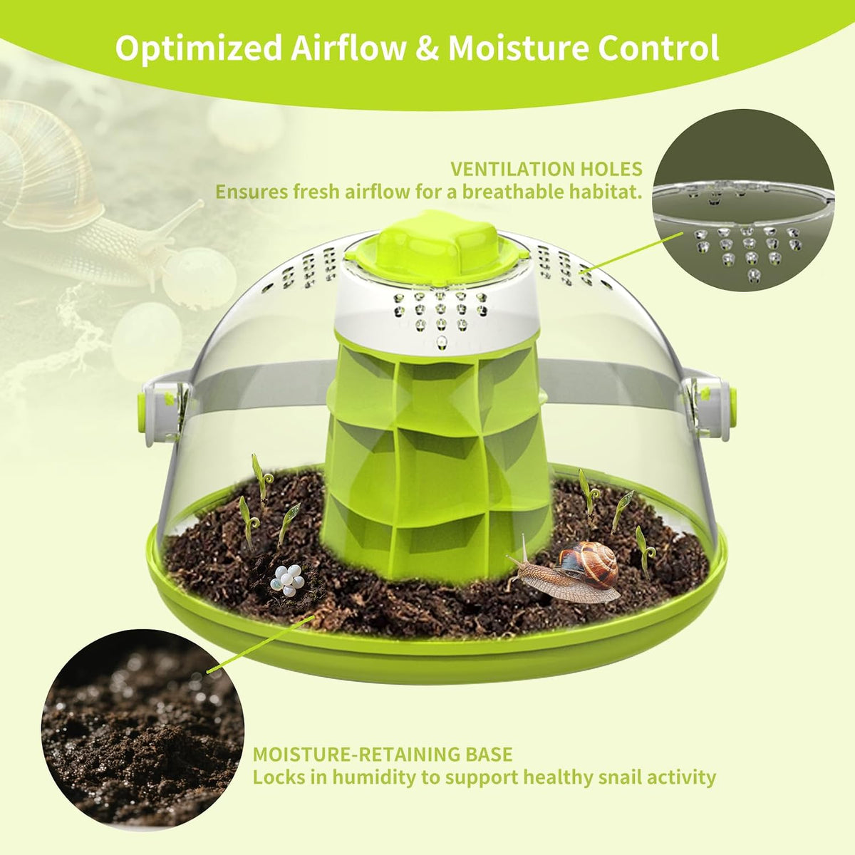 Round Transparent Snail Terrarium Kit, Small Animal Carrier with Removable Base, Portable Bug Observation Box for Outdoor Exploration, Educational Insect Habitat for Kids - Image 6