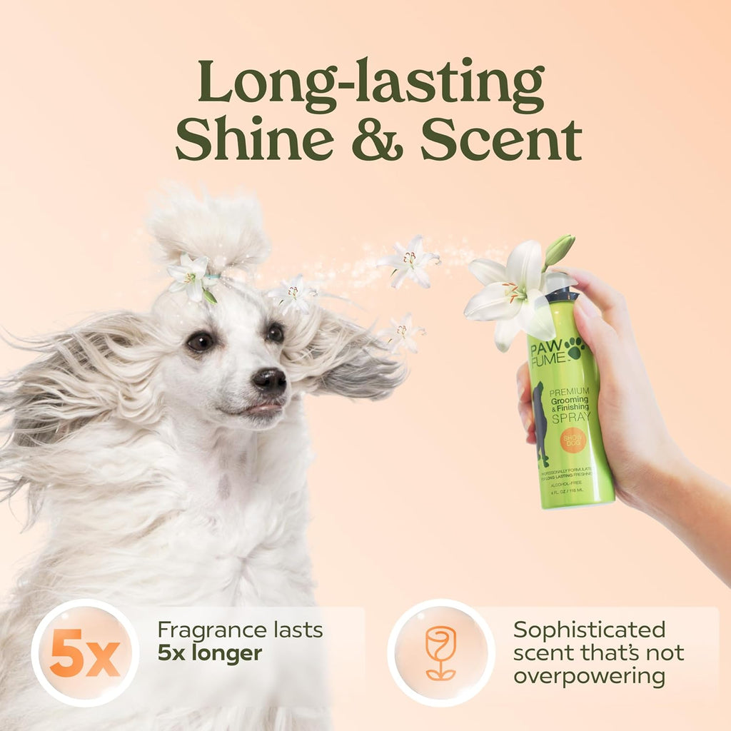 Paw Fume alcohol free dog conditioning and detangling spray bottle graphic