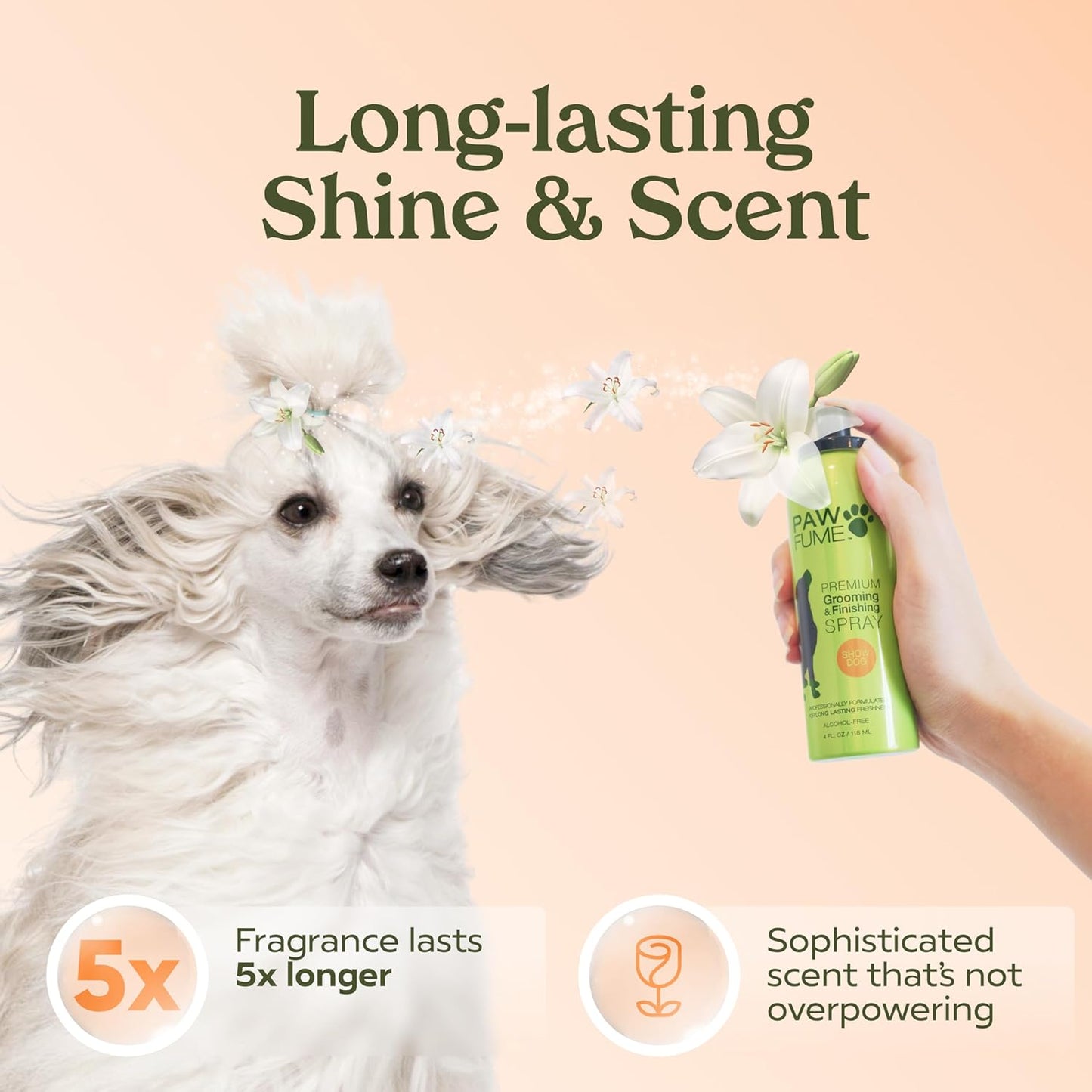 Paw Fume alcohol free dog conditioning and detangling spray bottle graphic