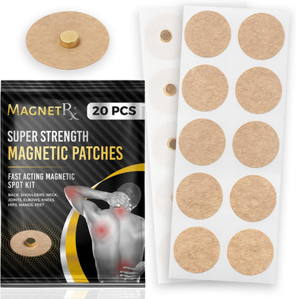 MagnetRX Magnetic Acupressure Patches front packaging showing 20 count pack for pain relief.