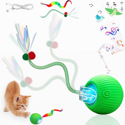 New Upgraded Interactive Cat Toy Ball - Smart Automatic Rolling Stimulating Chasing Teaser Ball for Bored Indoor Adult Cats and Dogs (Red) - Image 12